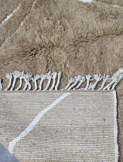 Handwoven Boujad Wool Rug Warm Taupe Linear 9.7 x 8.3 ft / 297 x 253 cm