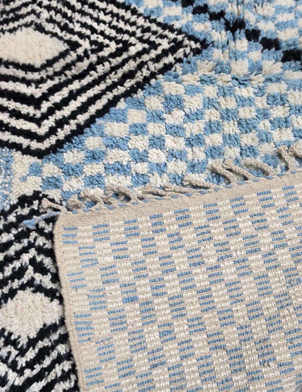 Blue Graphic Diamond Wool Rug 9.7 x 8.5 ft / 295 x 261 cm