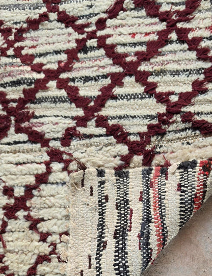 Vintage Red Diamond Lattice Azilal Rug 5.9 x 3.25 ft / 181 x 99 cm