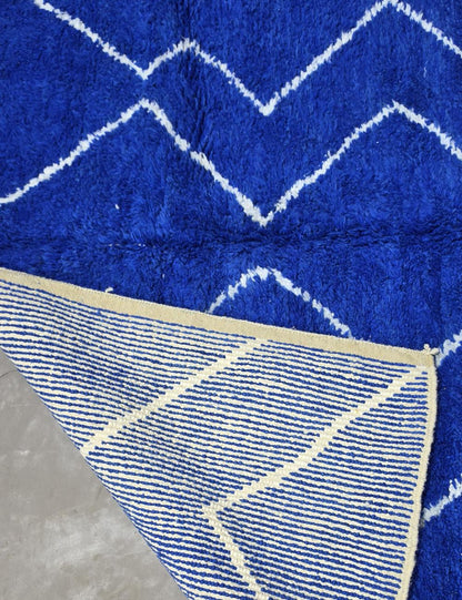 Royal Blue Zigzag Wool Rug 9.9 x 8 ft / 303 x 245 cm