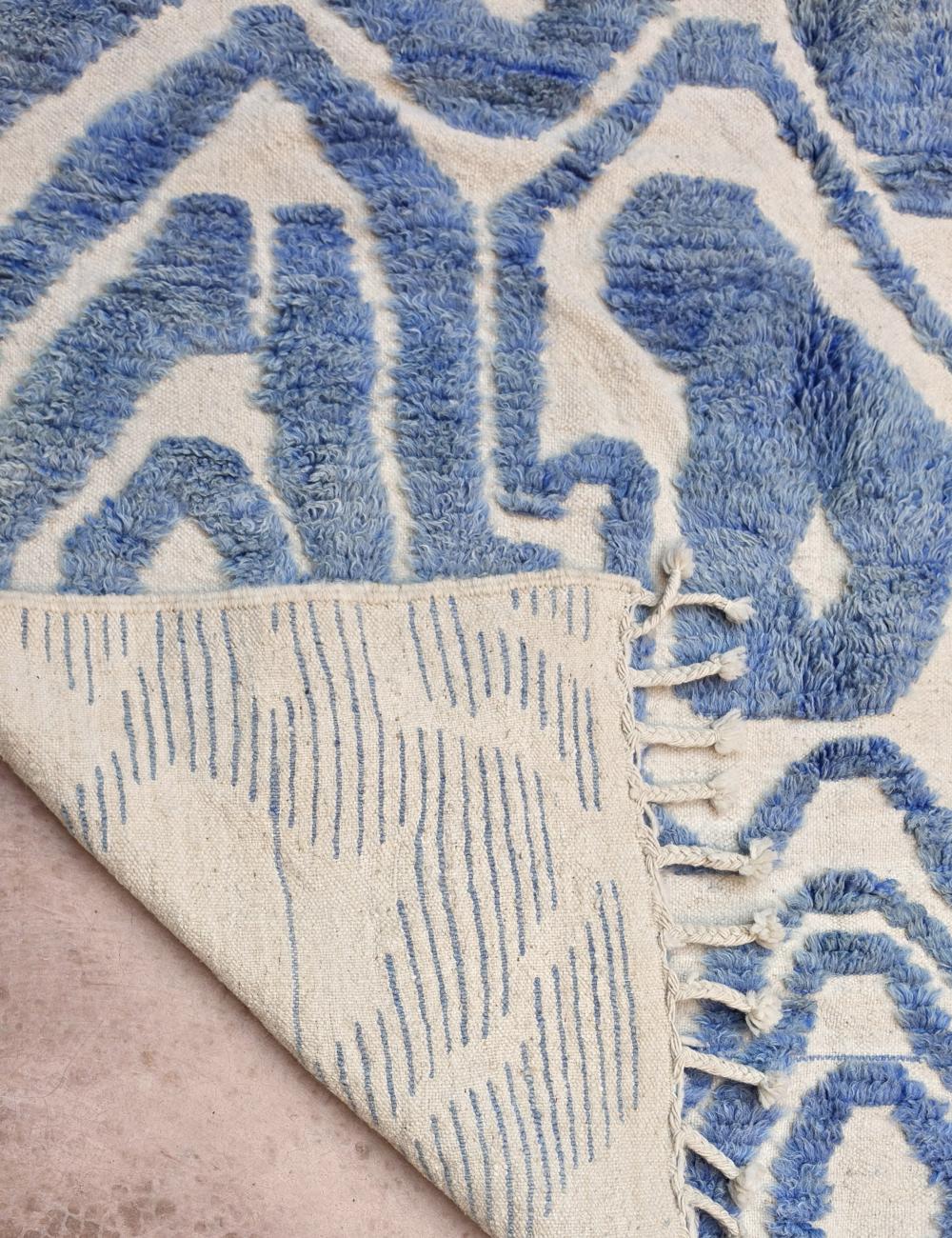 Handwoven Abstract Blue Berber Rug 7.8 x 5.91 ft / 238 x 180 cm