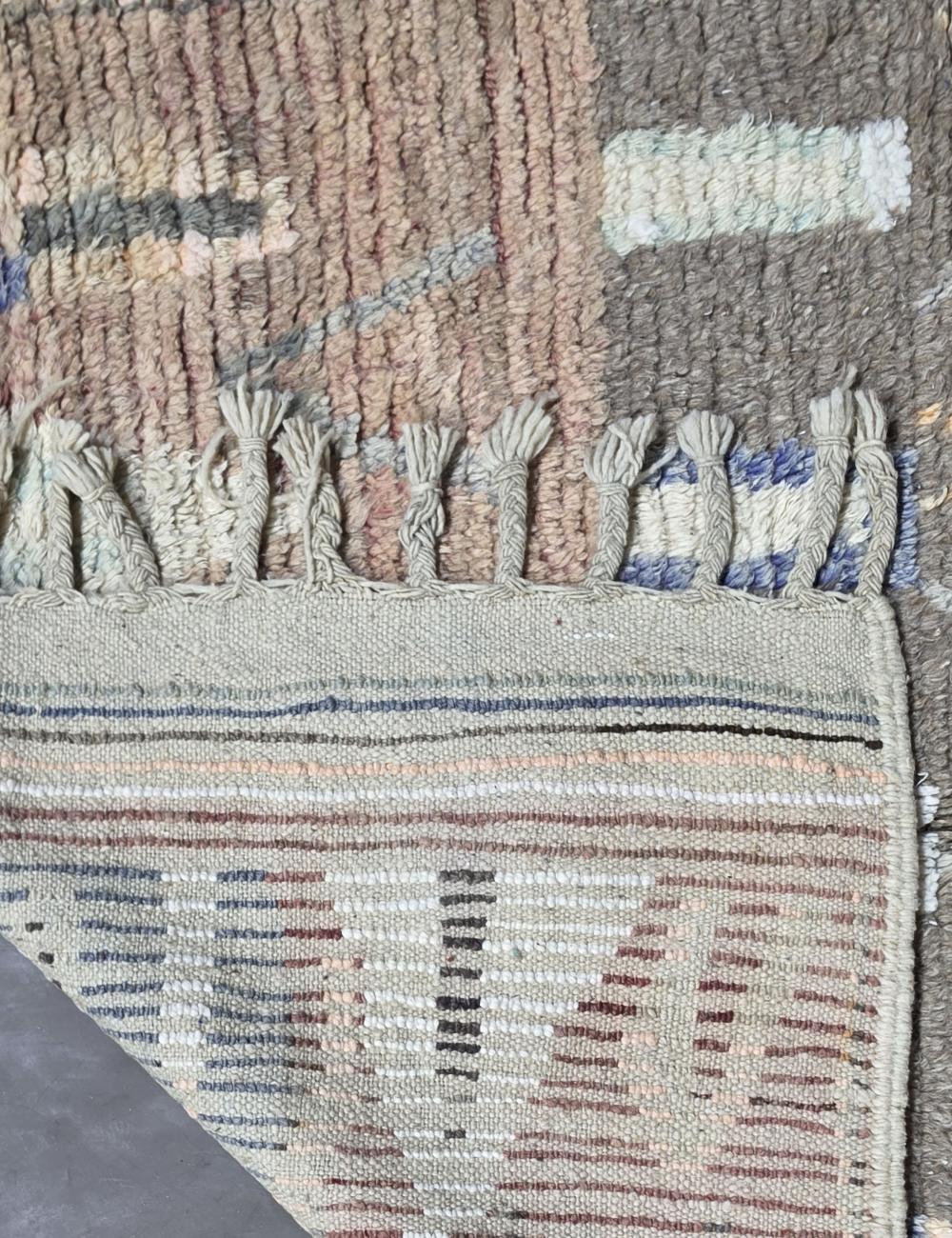 Modern Boujad Wool Rug Two-Tone Abstract Figures 5.7 x 3.81 ft / 175 x 116 cm