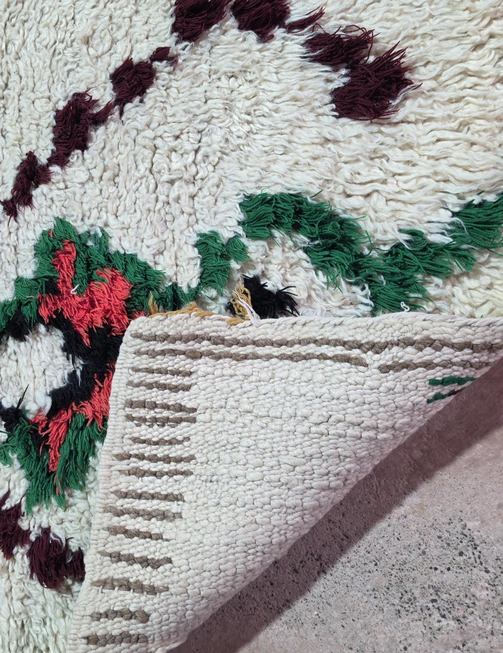 Vintage Green and Red Azilal Runner 6.3 x 2.2 ft / 191 x 67 cm