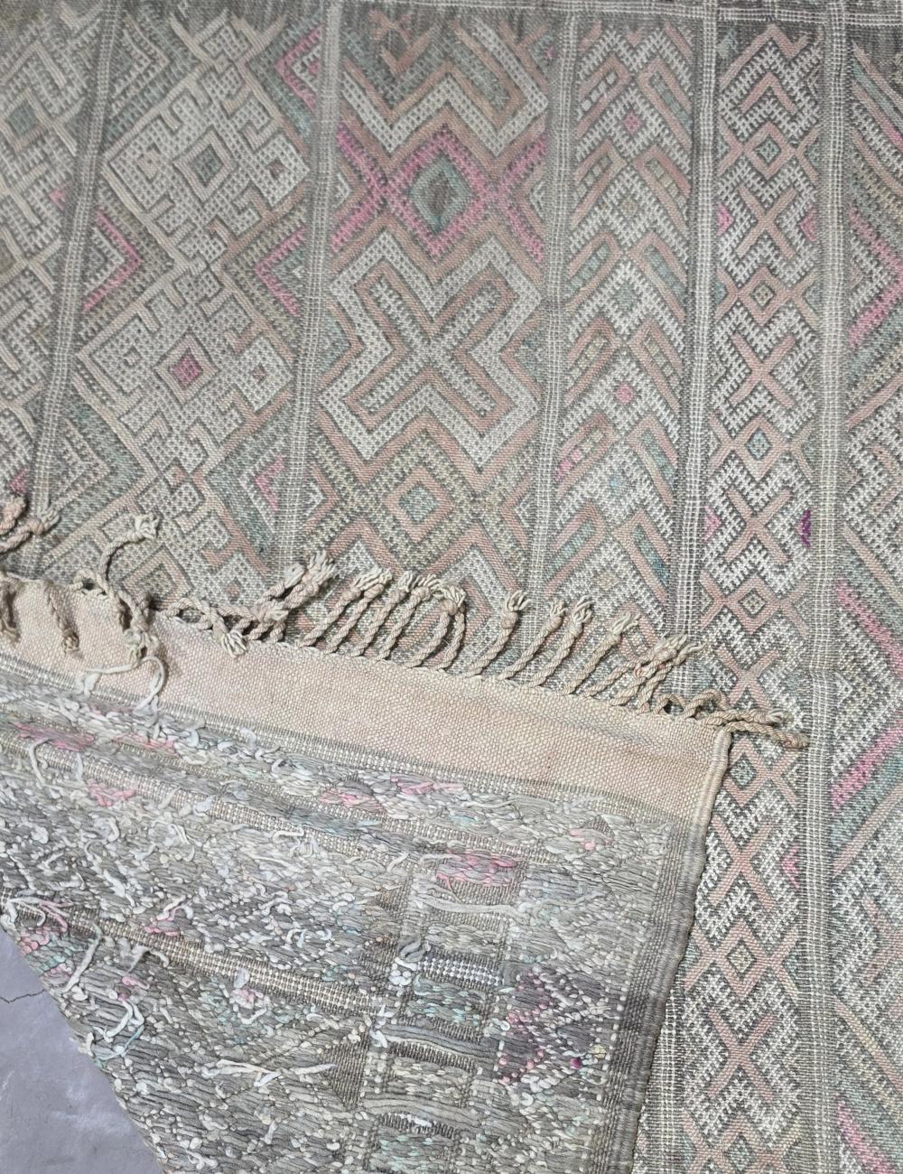 Ivory Handwoven Berber Flatweave Rug 12 x 5.4 ft / 365 x 166 cm
