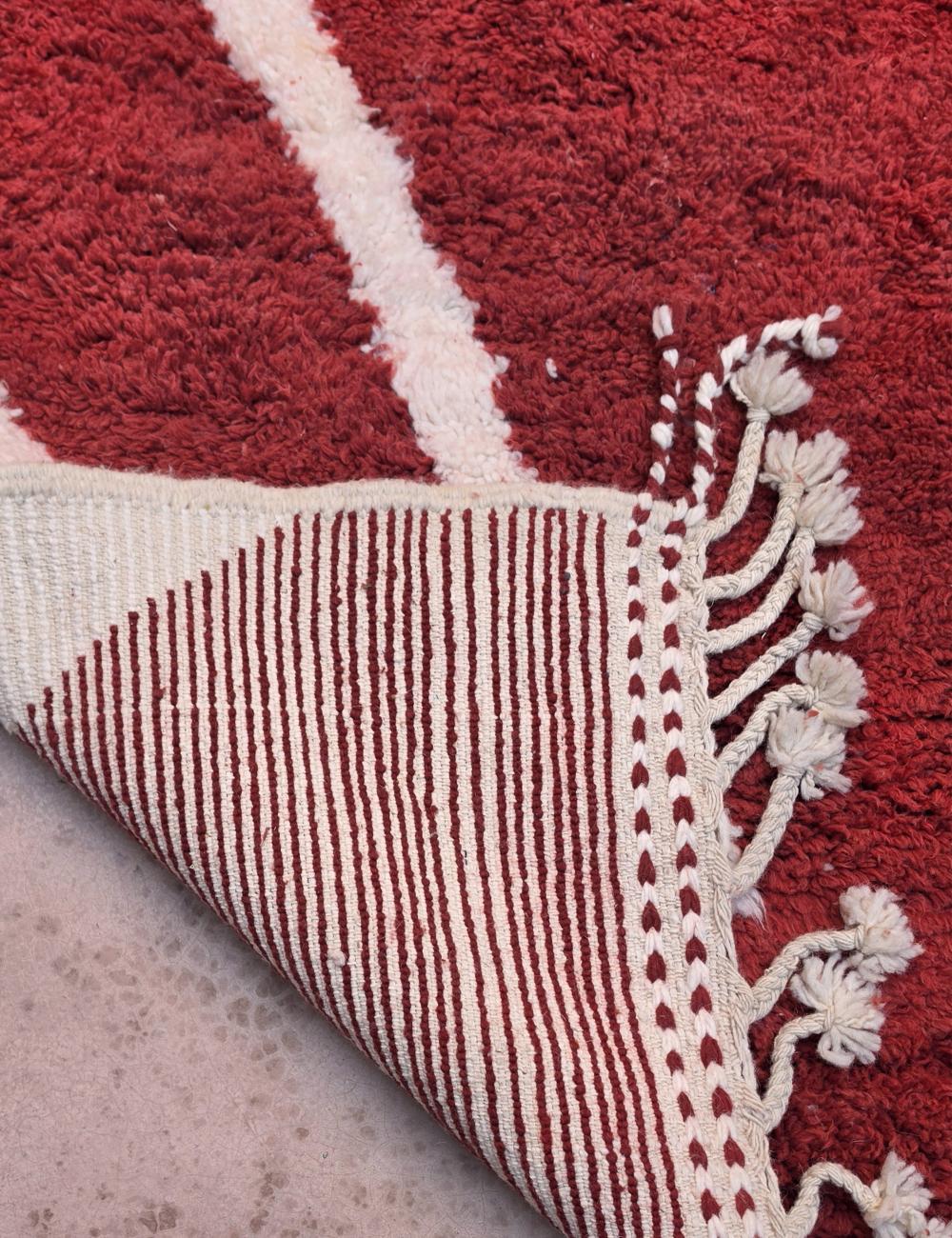 Handwoven Red and White Berber Rug 8.4 x 8.07 ft / 257 x 246 cm