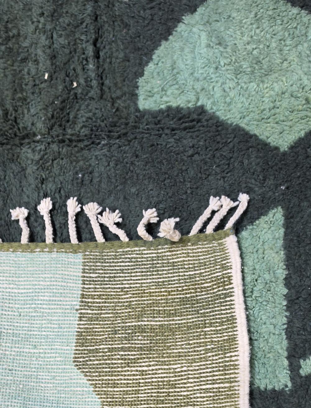 Handwoven Boujad Wool Rug Green Camouflage Abstract 9.8 x 8.07 ft / 300 x 246 cm