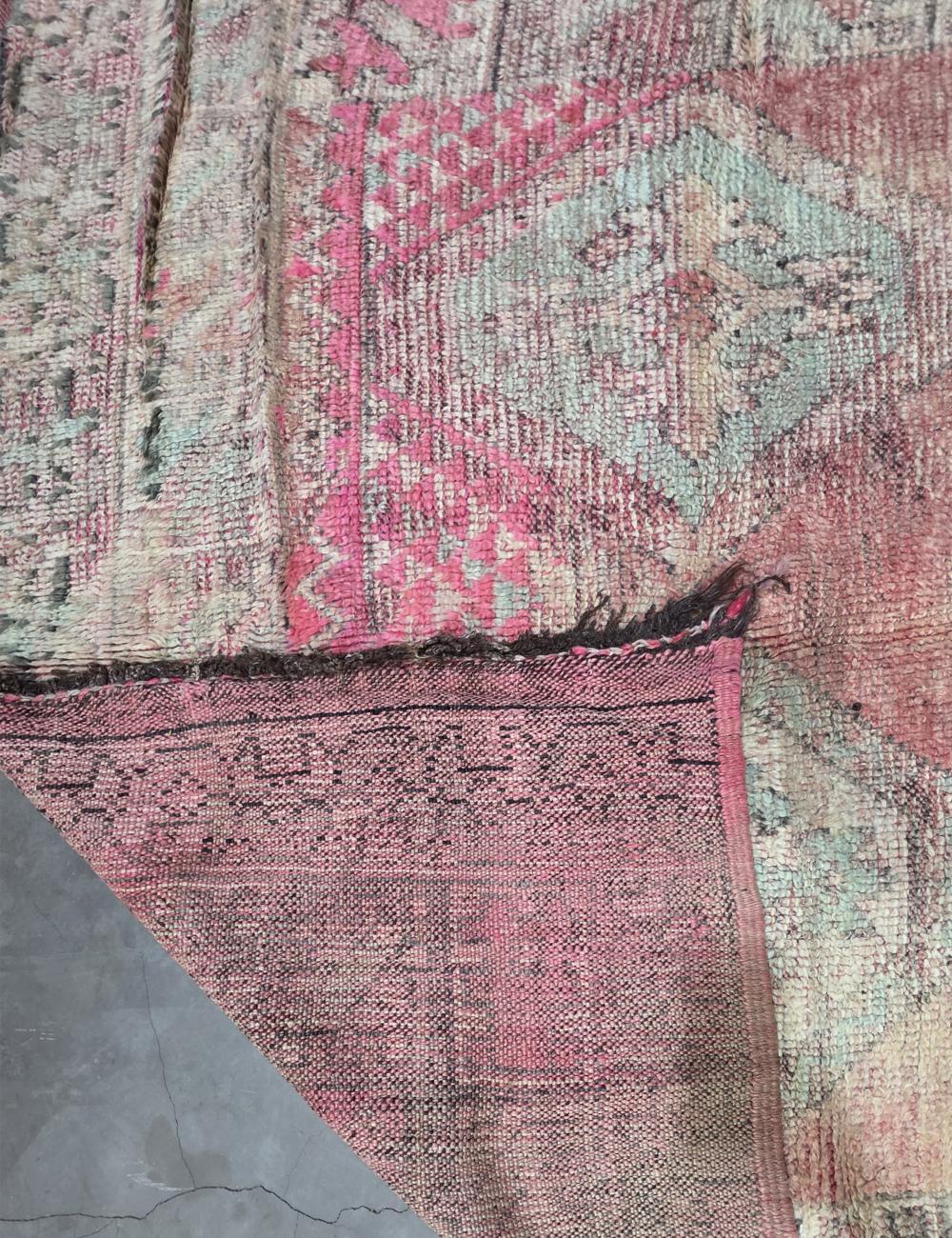 Faded Rose Medallion Vintage Boujad Wool Runner 14.3 x 5.74 ft / 435 x 175 cm