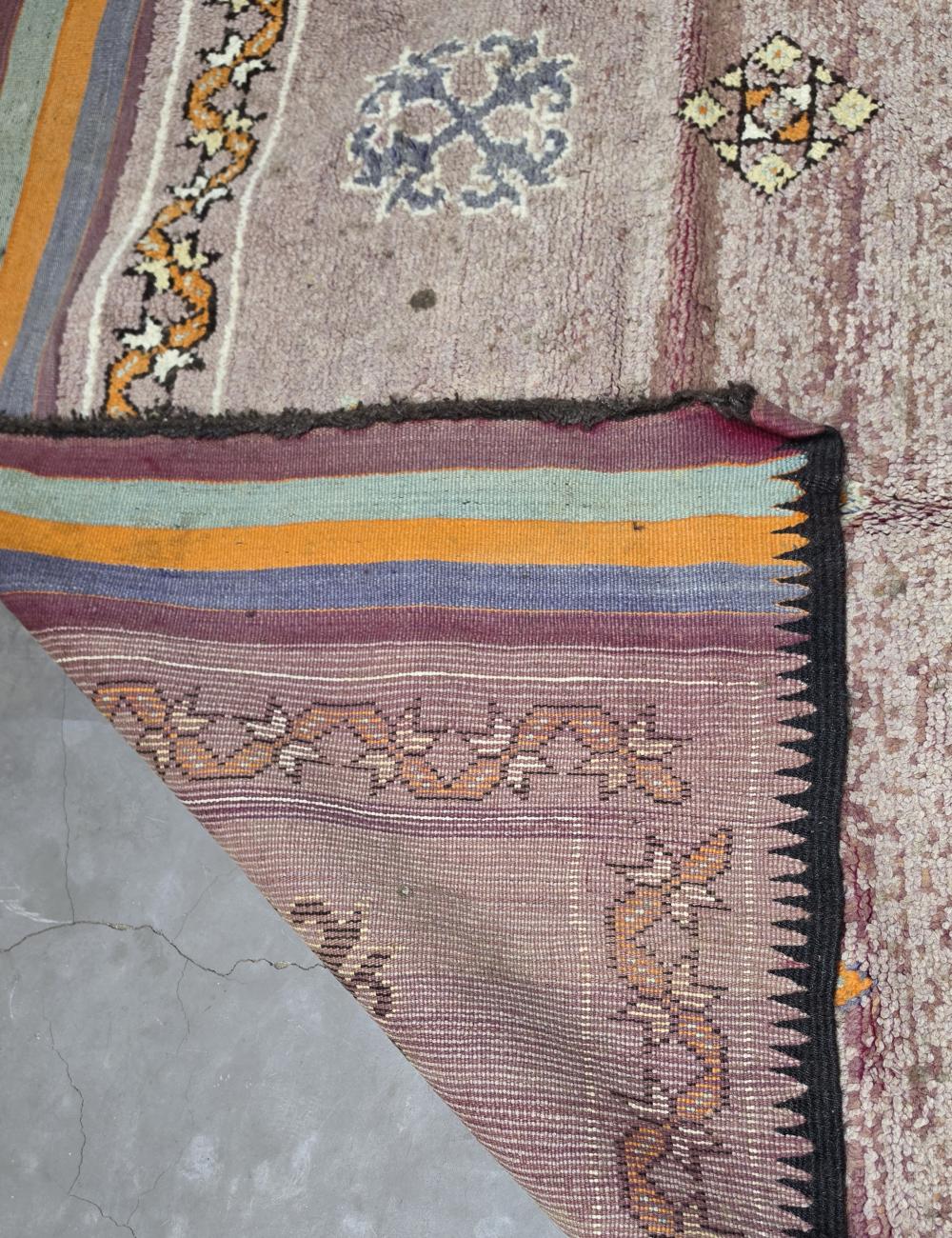 Vintage Ait Bou Sbaa Wool Rug Faded Plum Field 13.2 x 5.58 ft / 403 x 170 cm
