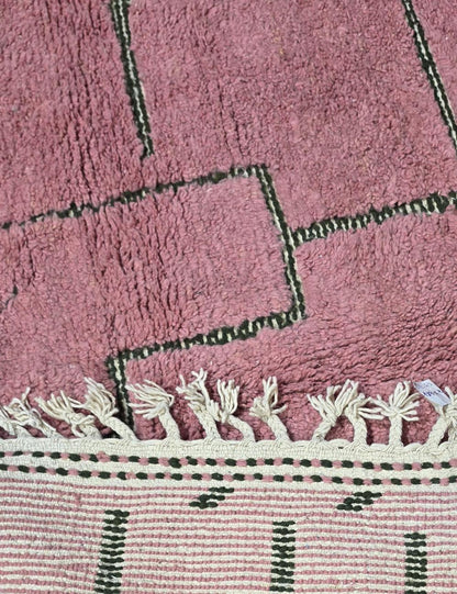 Dusty Pink Minimalist Line Boujad Wool Rug 7.9 x 6.07 ft / 240 x 185 cm