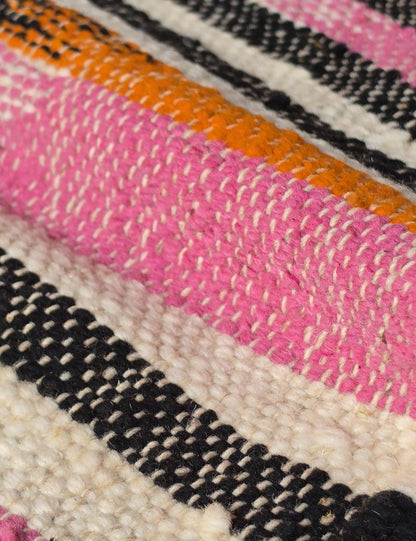 Black and White Striped Moroccan Rug 5.5 x 3.94 ft / 167 x 120 cm