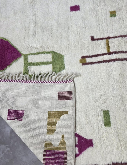 Ivory Custom Boujad Rug – Handmade Abstract Moroccan Wool Rug