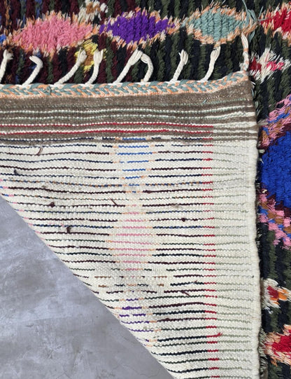 Colorful Diamond Boucherouite Rug 5.9 x 3.18 ft / 181 x 97 cm