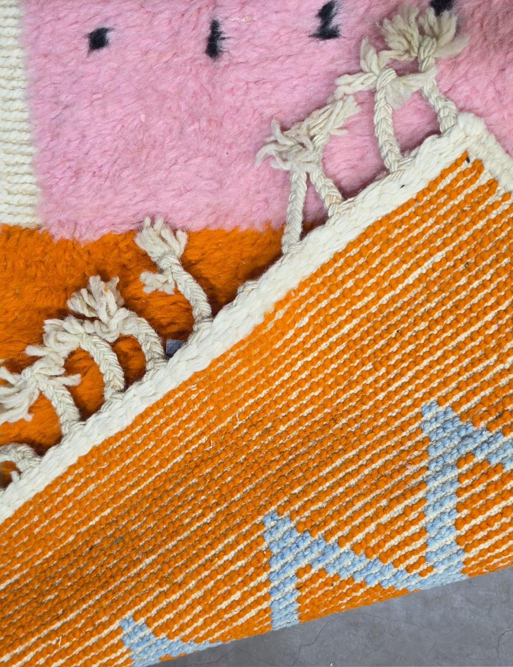 Pink Boujad Wool Runner Playful Motifs 11.6 x 1.9 ft / 354 x 58 cm