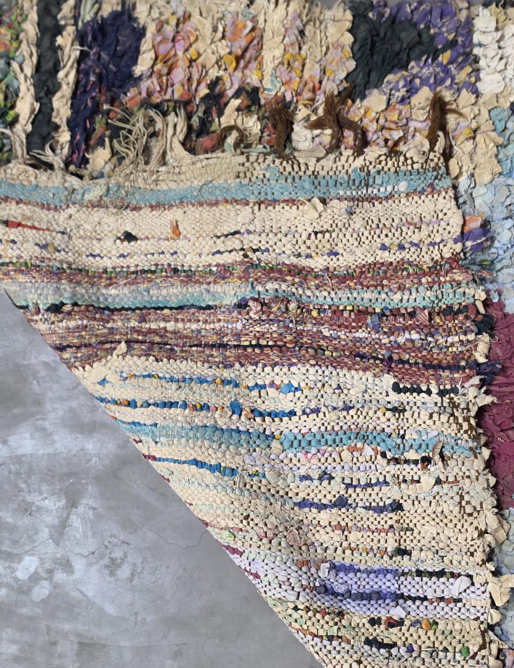 Modern Boucherouite Diamond Rug 6.2 x 2.79 ft / 188 x 85 cm