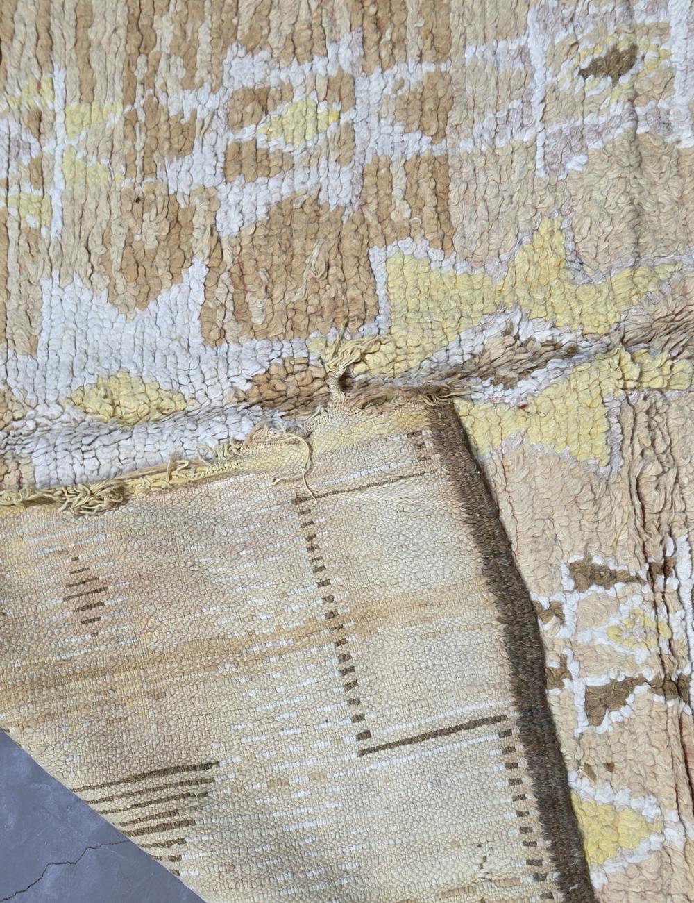 Vintage Beige and Yellow Moroccan Rug 10.9 x 5.25 ft / 333 x 160 cm