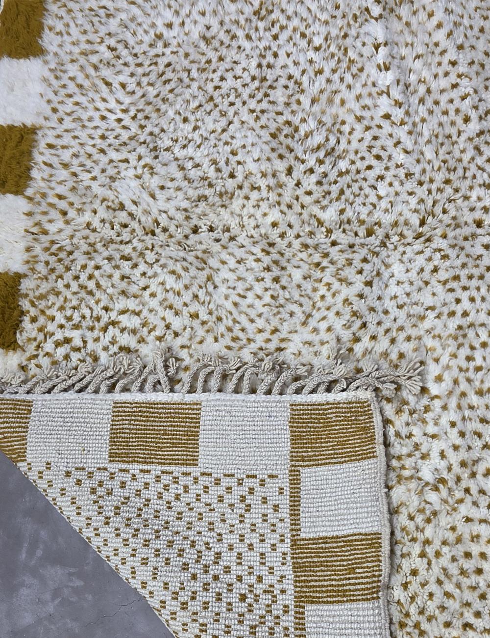 Speckled Checkered Border Boujad Wool Rug 9.8 x 8.37 ft / 300 x 255 cm