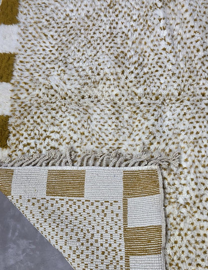Speckled Checkered Border Boujad Wool Rug 9.8 x 8.37 ft / 300 x 255 cm