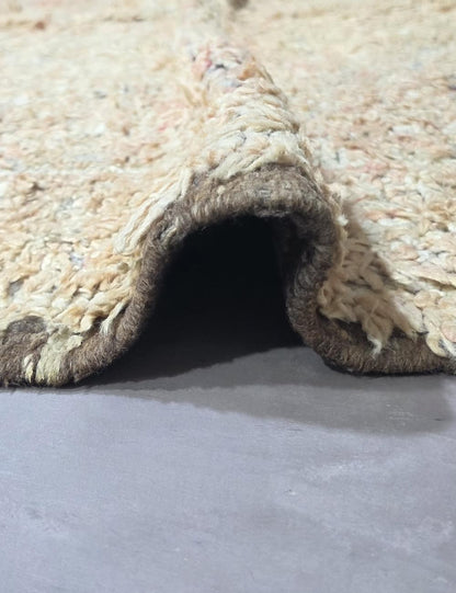 Vintage Beni M'Guild Wool Rug Plush Faded Cream Blush 10.8 x 6.17 ft / 330 x 188 cm