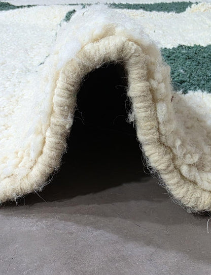 Ivory & Green Teal Abstract Wool Rug - 10.3 x 8.2 ft / 315 x 250 cm