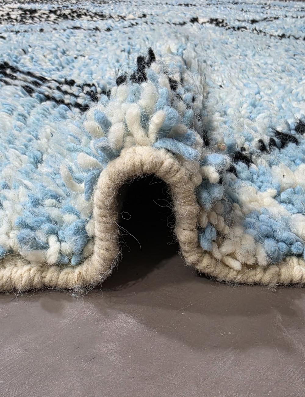 Blue Graphic Diamond Wool Rug 9.7 x 8.5 ft / 295 x 261 cm