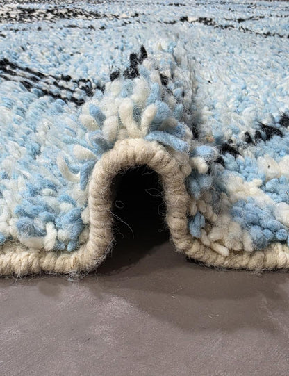 Blue Graphic Diamond Wool Rug 9.7 x 8.5 ft / 295 x 261 cm