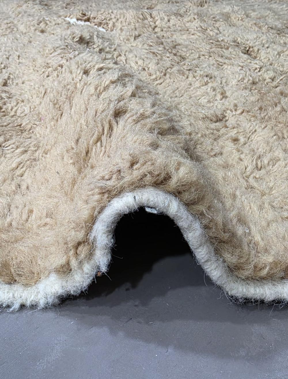 Handwoven Boujad Wool Rug Warm Taupe Linear 9.7 x 8.3 ft / 297 x 253 cm