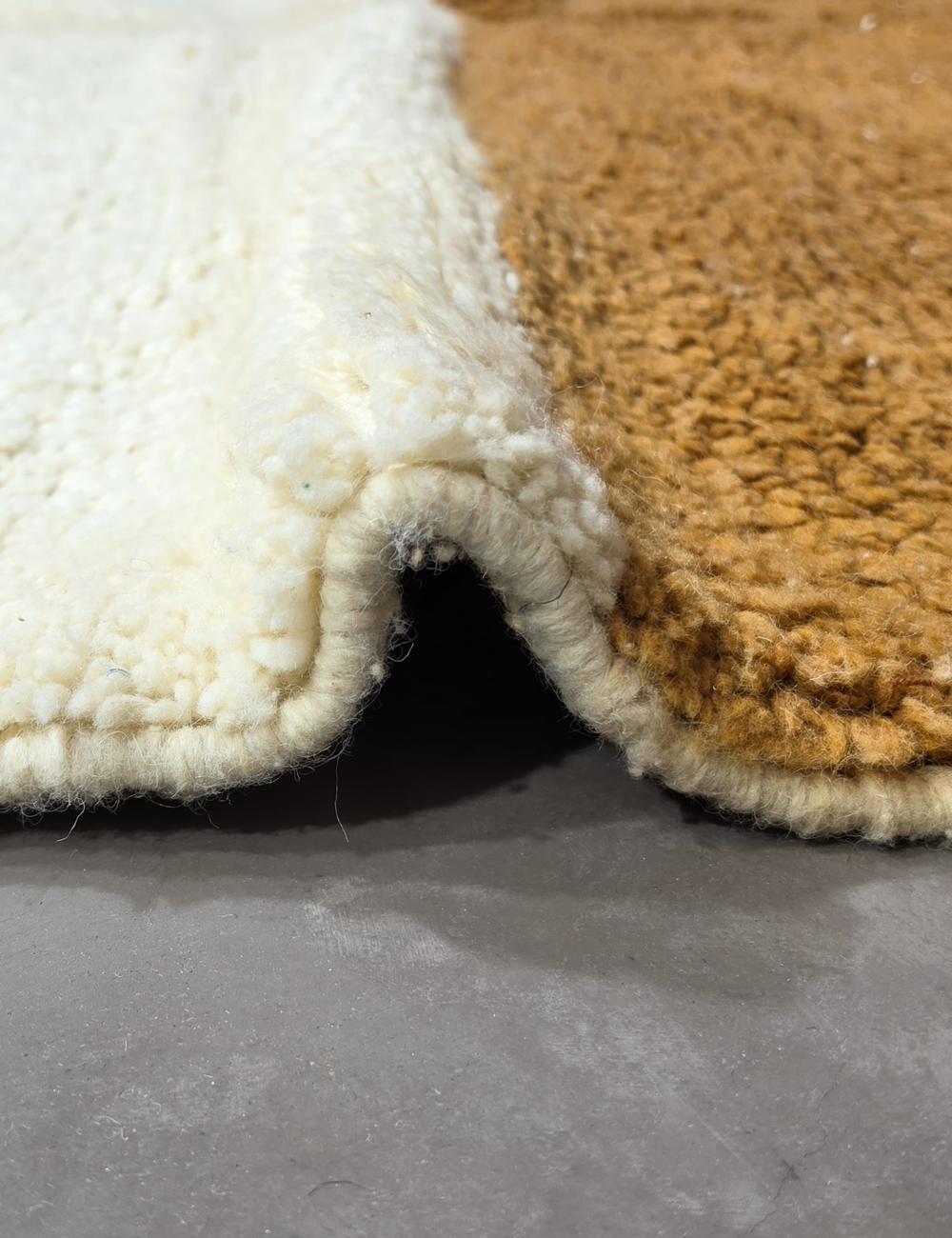 Handmade Brown and Ivory Moroccan Wool Rug