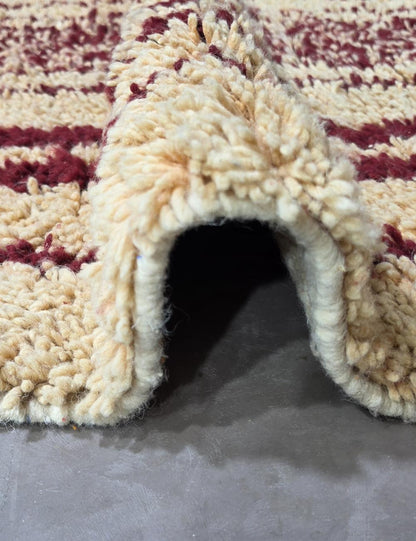 Cream Burgundy Stripe Boujad Wool Runner 9.3 x 2.79 ft / 284 x 85 cm