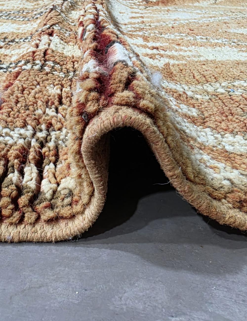 Vintage Boujad Wool Rug Cinnamon Diamond Lattice Floral Motifs 9.7 x 5.91 ft / 295 x 180 cm