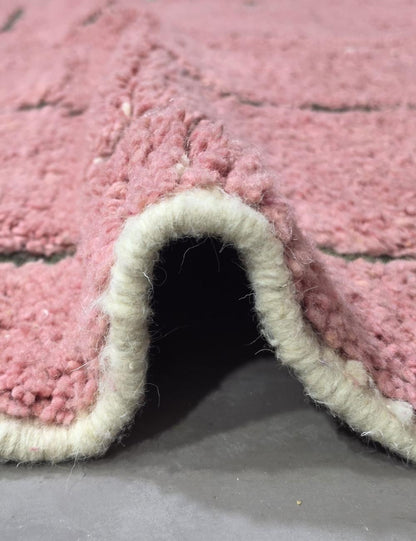 Dusty Pink Minimalist Line Boujad Wool Rug 7.9 x 6.07 ft / 240 x 185 cm