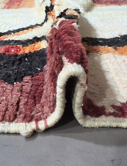 Maroon Wool Moroccan Rug 6.3 x 4.36 ft / 192 x 133 cm