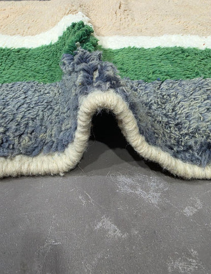 Color Block Berber Wool Runner Rug 14.8 x 4 ft / 450 x 122 cm