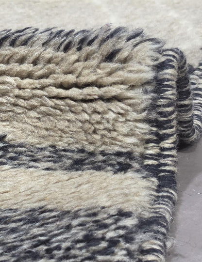 Luxurious Beni M'Rirt Wool Rug Charcoal Diamond Lattice 7.8 x 4.4 ft / 238 x 134 cm
