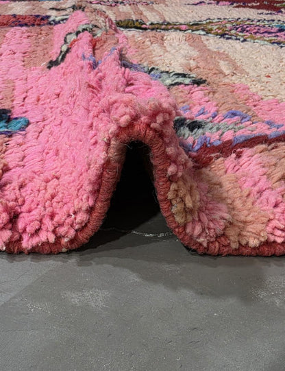 Abstract Pink Moroccan Wool Rug 9 x 6.9 ft / 274 x 212 cm