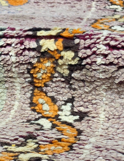 Vintage Ait Bou Sbaa Wool Rug Faded Plum Field 13.2 x 5.58 ft / 403 x 170 cm