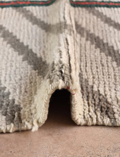 Abstract Striped Beige Azilal Area Rug 4.5 x 3.31 ft / 138 x 101 cm