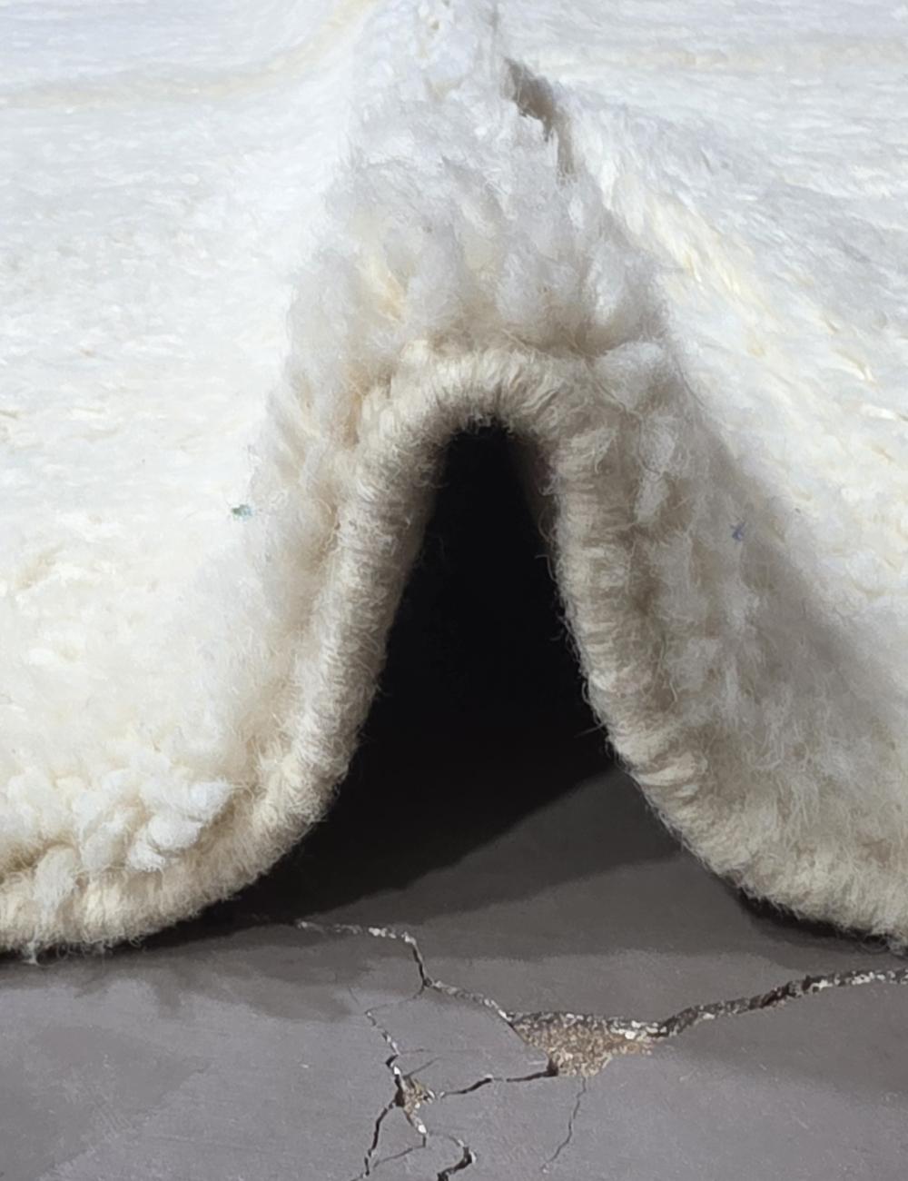 Solid Undyed Ivory Boujad Wool Rug 8.3 x 6.69 ft / 253 x 204 cm