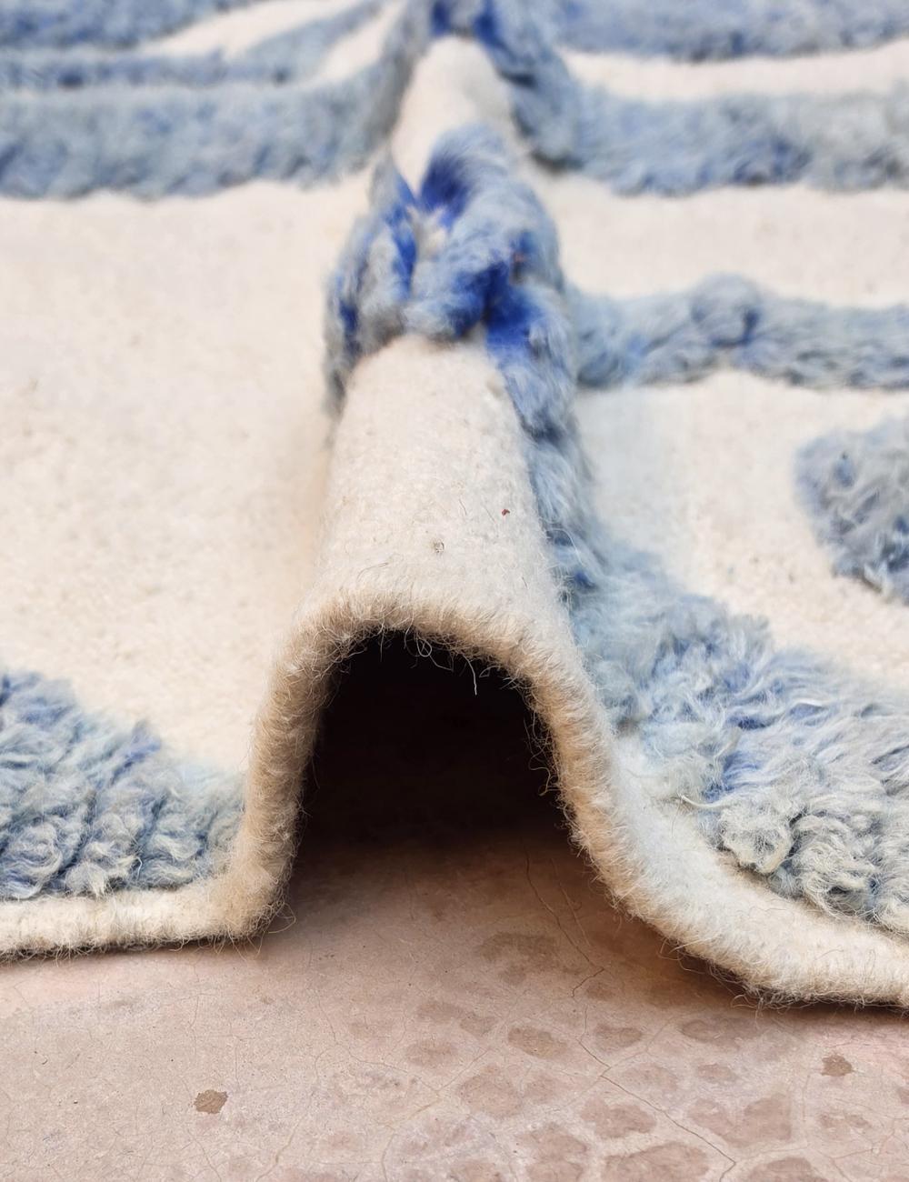 Handwoven Abstract Blue Berber Rug 7.8 x 5.91 ft / 238 x 180 cm