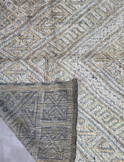 Vintage Beni M'Guild Faded Grey Nested Diamond Medallion Handwoven Wool Rug 10.5 x 6.96 ft / 320 x 212 cm