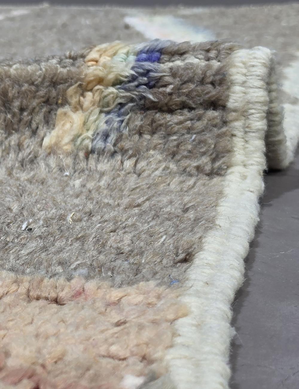Modern Boujad Wool Rug Two-Tone Abstract Figures 5.7 x 3.81 ft / 175 x 116 cm