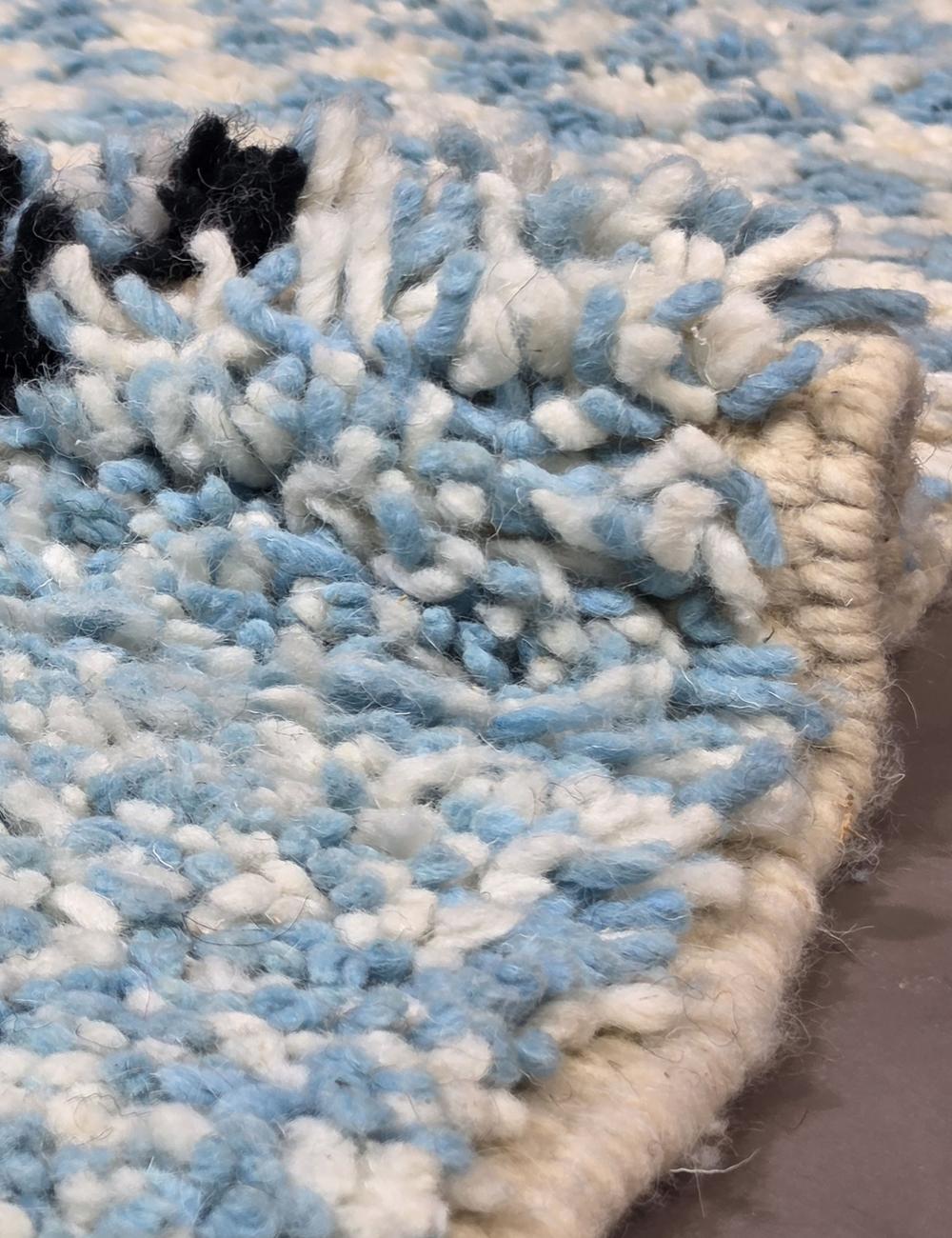 Blue Graphic Diamond Wool Rug 9.7 x 8.5 ft / 295 x 261 cm