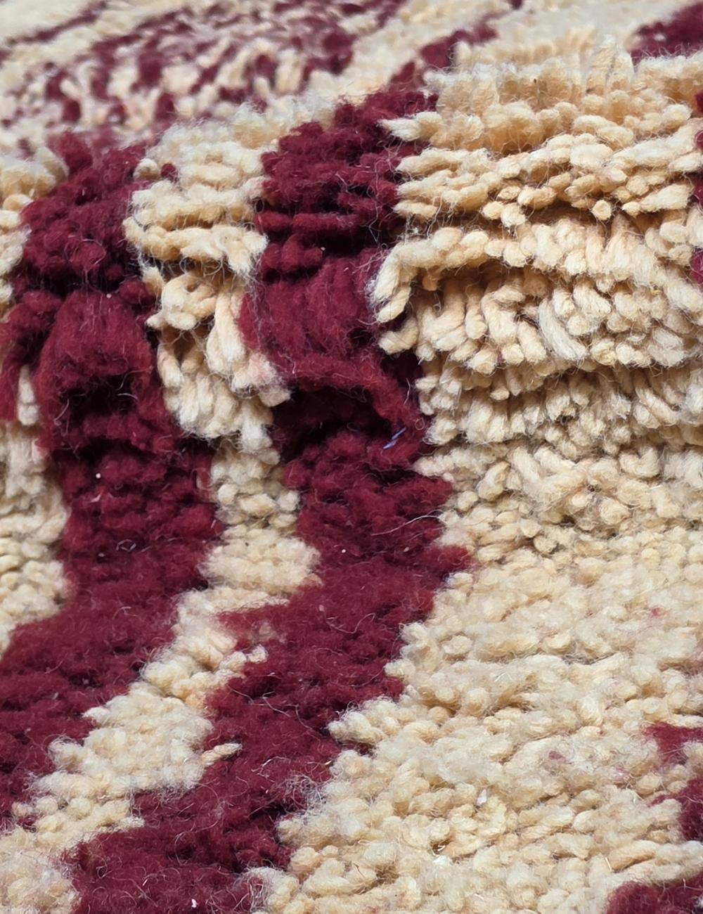 Cream Burgundy Stripe Boujad Wool Runner 9.3 x 2.79 ft / 284 x 85 cm