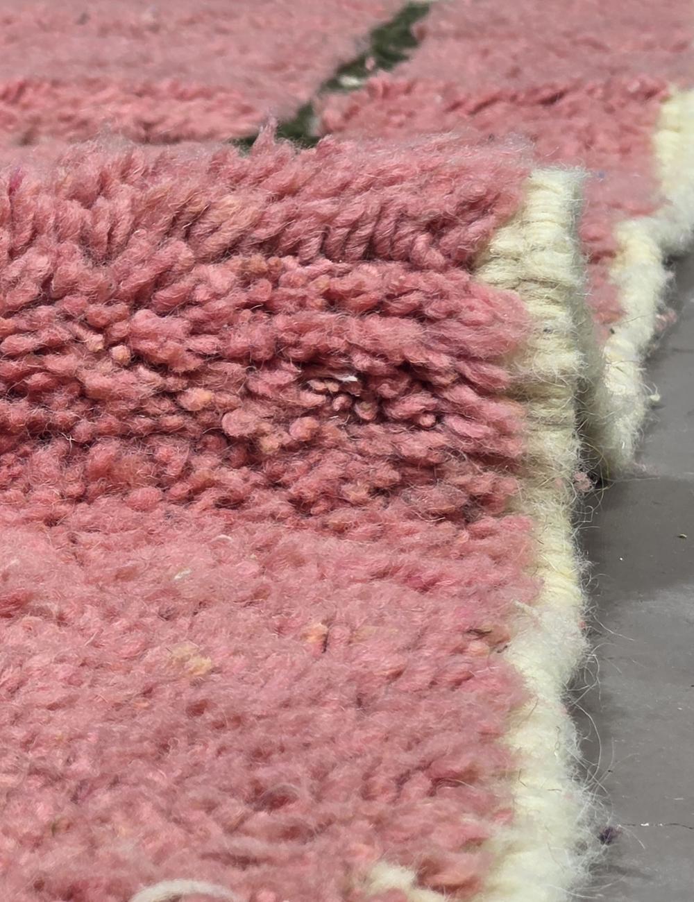 Dusty Pink Minimalist Line Boujad Wool Rug 7.9 x 6.07 ft / 240 x 185 cm