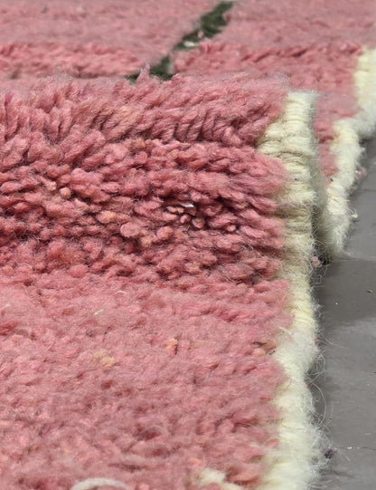 Dusty Pink Minimalist Line Boujad Wool Rug 7.9 x 6.07 ft / 240 x 185 cm