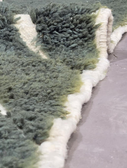 Forest Green Concentric Diamond Boujad Wool Rug 9.8 x 6.73 ft / 298 x 205 cm