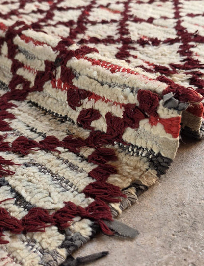 Vintage Red Diamond Lattice Azilal Rug 5.9 x 3.25 ft / 181 x 99 cm