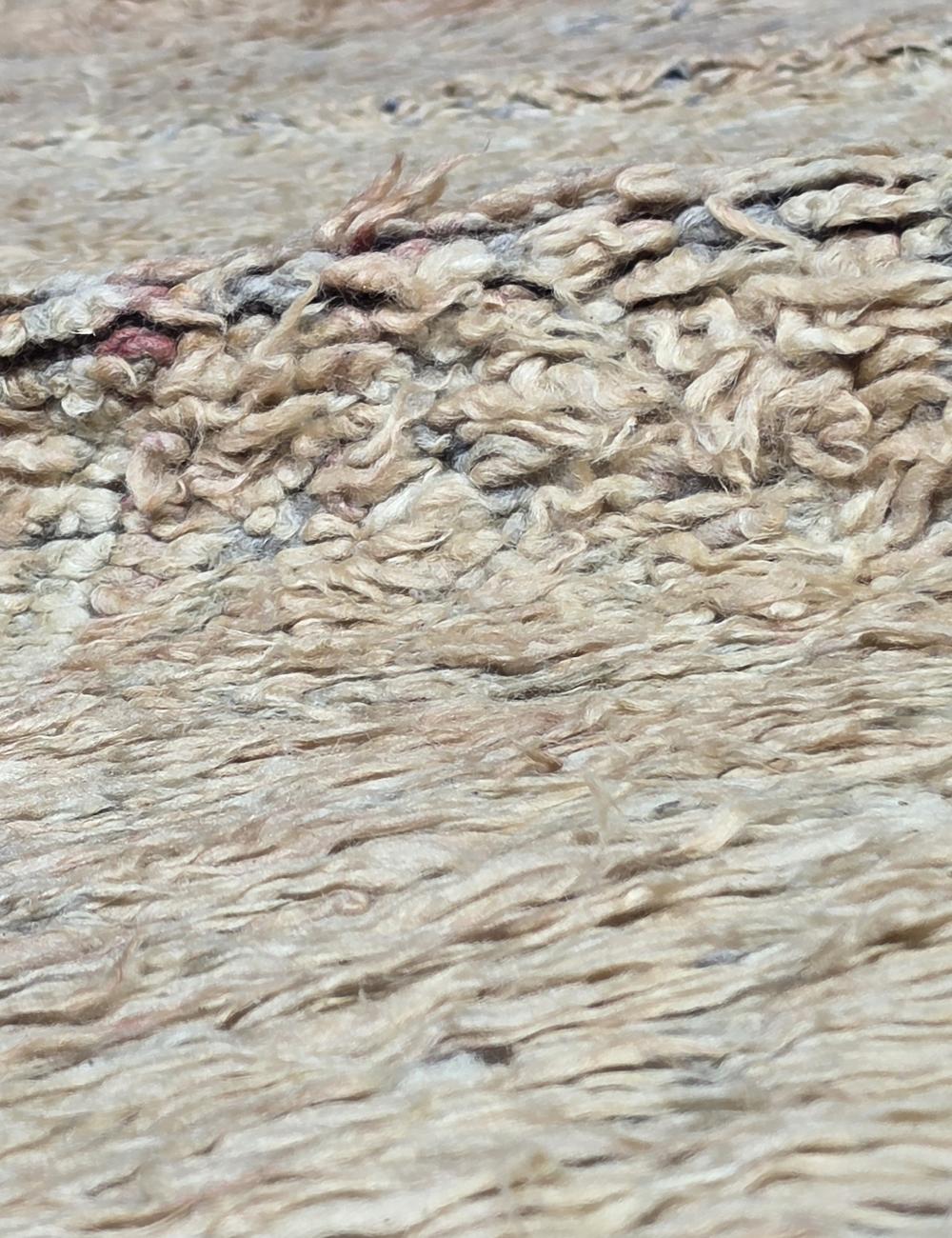 Vintage Beni M'Guild Wool Rug Plush Faded Cream Blush 10.8 x 6.17 ft / 330 x 188 cm