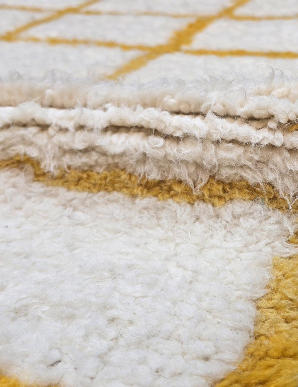Mustard Yellow Grid Boujad Rug 8.6 x 6.96 ft / 261 x 212 cm