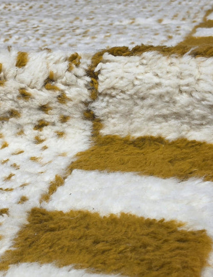 Modern Boujad Wool Rug Speckled Checkered Border 9.8 x 8.1 ft / 298 x 247 cm