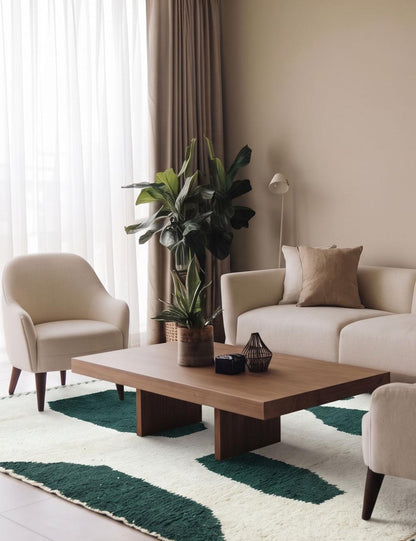 Ivory & Green Teal Abstract Wool Rug - 10.3 x 8.2 ft / 315 x 250 cm